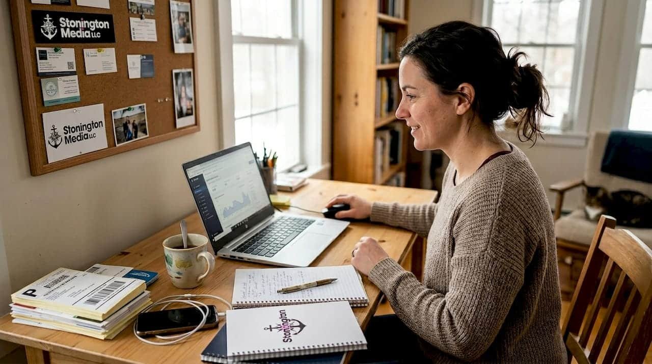 Small business owner tracking marketing results